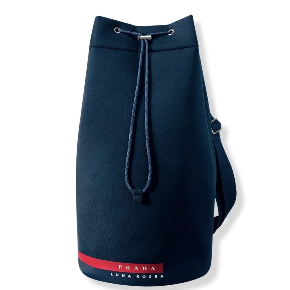 NEW Prada Luna Rossa Large Single Strap Drawstring Bucket Bag Gym Weekender Navy